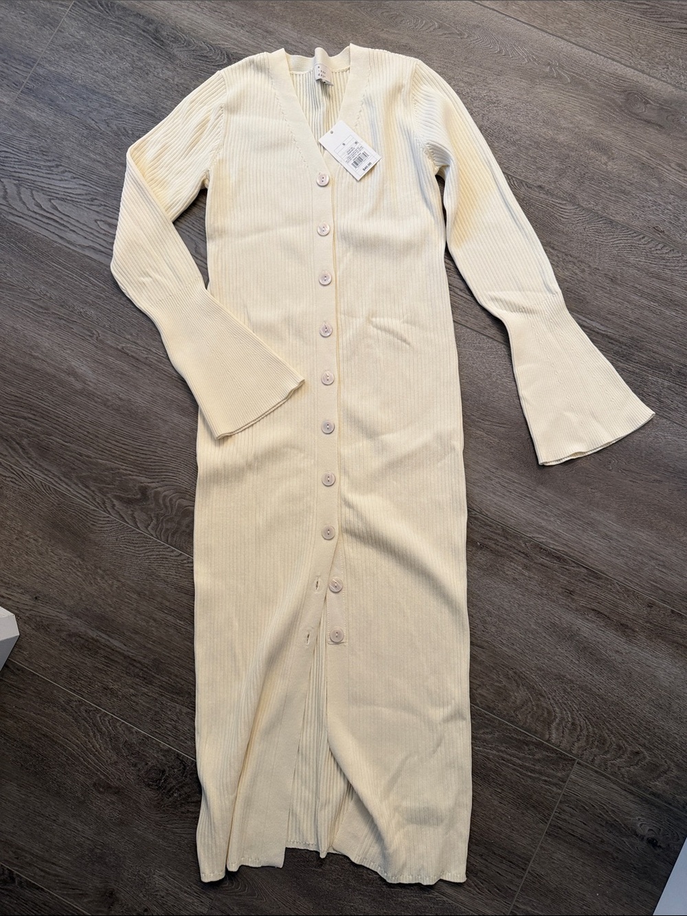 a new day Cream Ribbed Button-Front Maxi Dress